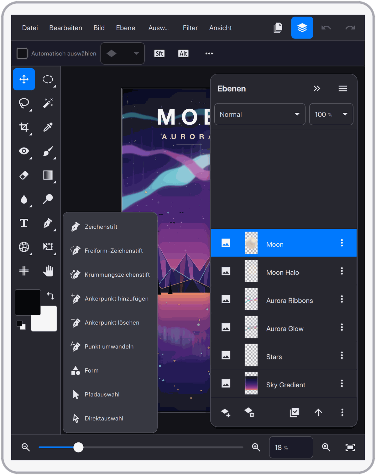 Desktop-Layout auf dem iPad