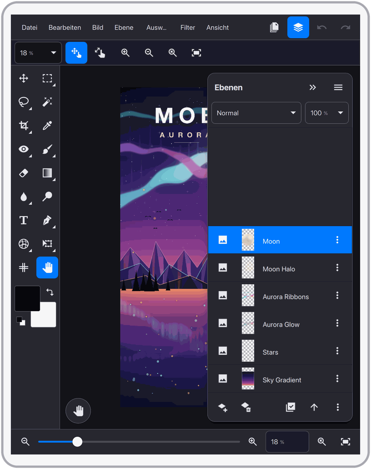 Desktop-Layout auf dem iPad